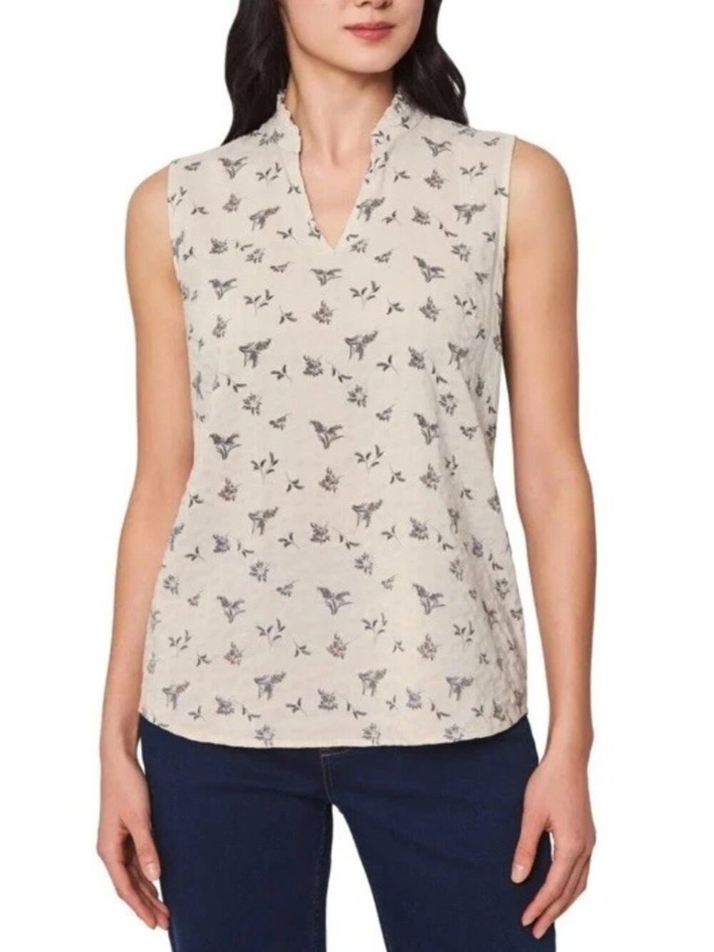 Modern Ambition Women's Sleeveless V-Neck Printed Casual Work Top | XL | NWT